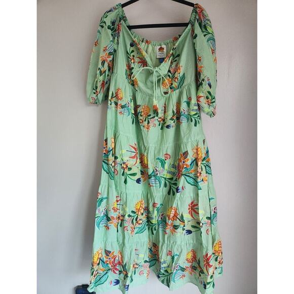 NWT Farm Rio Off-The-Shoulder Tiered Floral Midi Dress Sz LP Petite #9J416 - Picture 2 of 12